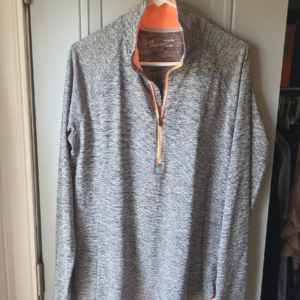 Under Armour Women's Gray and Bright Peach Long Sleeve Top